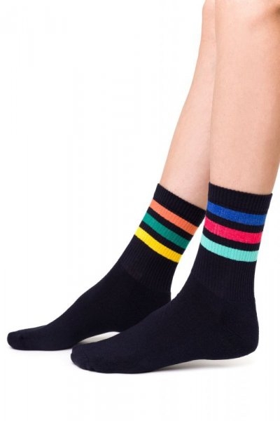 Skarpety męskie More 082 008 paski granatowe