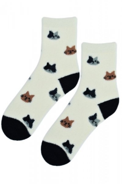 Skarpetki damskie Noviti SB 057 W 01 miś białe