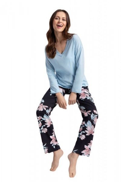 Piżama damska Luna 614 niebieska plus +