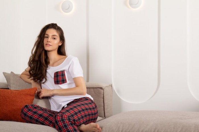 Piżama damska Momenti Per Me Vivienne White-Red