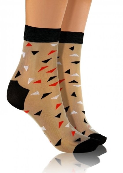 Skarpetki damskie fashion nylon trójkąty beż/czarny sesto senso
