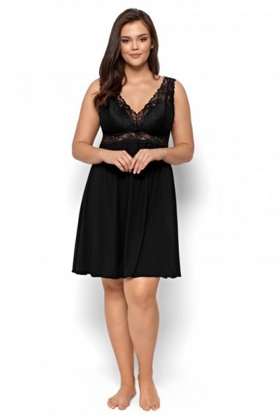 Damska koszula nocna nipplex bona czarna plus size