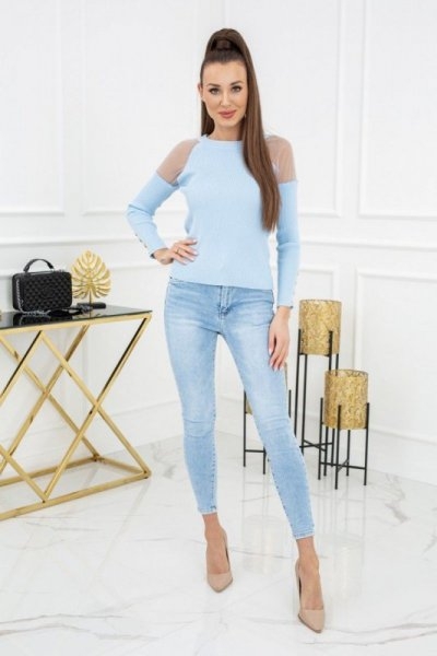 Sweter damski vittoria ventini eliza tulle mcy02679 baby blue