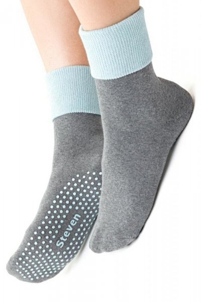 Skarpety damskie Steven frotte abs 126 szaro miętowe