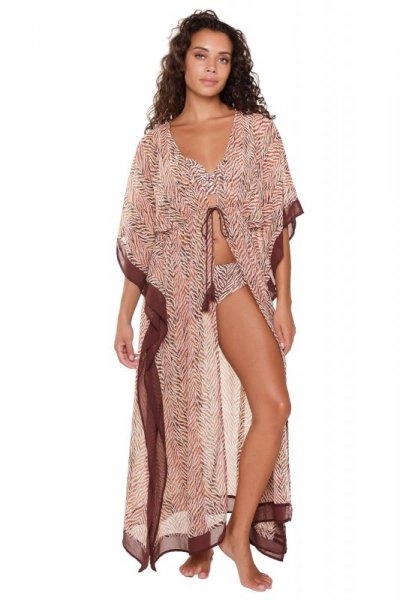 Sukienka plażowa Kimono 7206P-1 zebra print