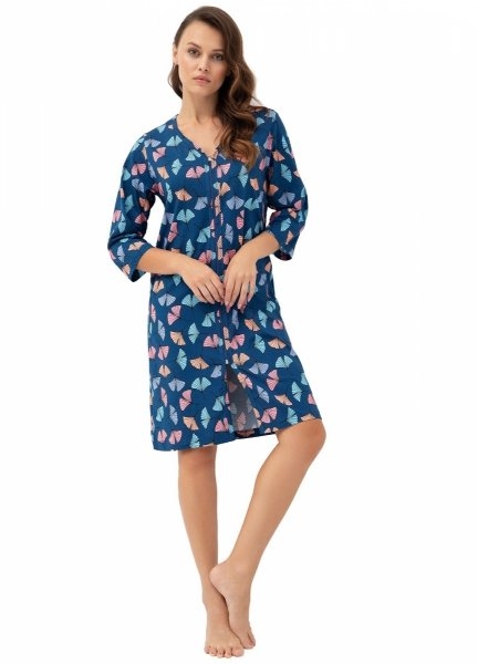 Szlafrok damski Luna 392 miłorzęby granatowy