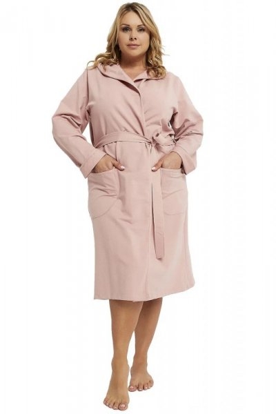 Szlafrok damski Italian Fashion Karina pudrowy róż plus