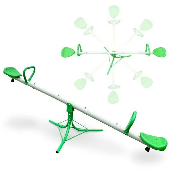 Image of Huśtawka ogrodowa wahadłowa 2w1, równoważnia 2-osobowa z funkcją karuzeli 360 stopni
