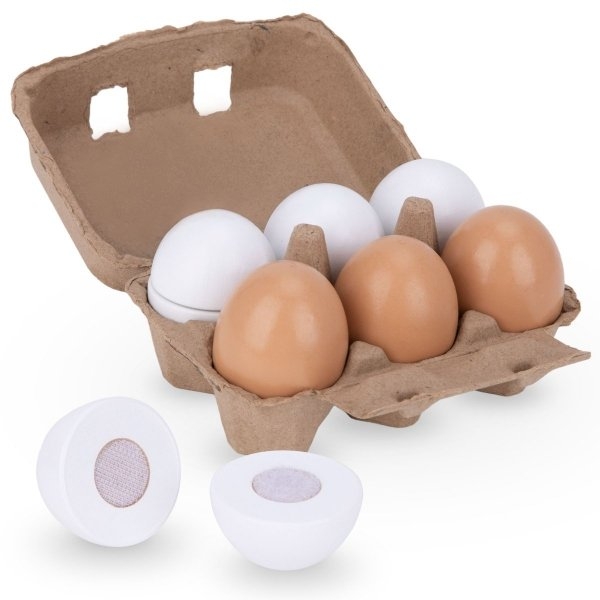 Image of Drewniane jajka do krojenia z wytłaczanką
