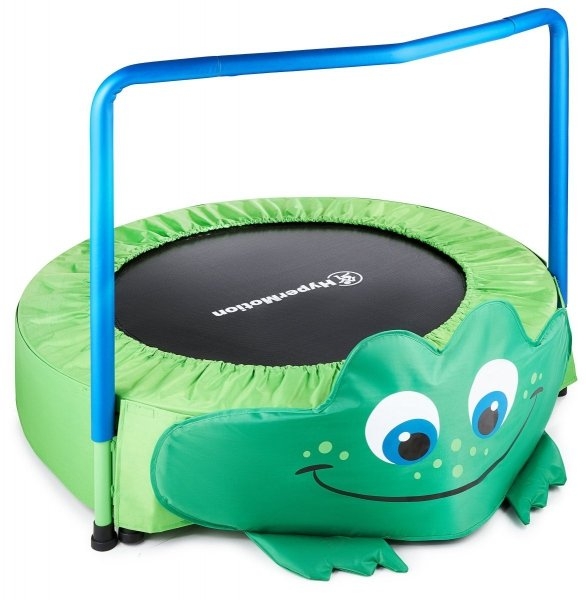 Image of Żabka - trampolina mini dla dzieci - z rączką - 25kg max - 91cm - do domu i ogrodu