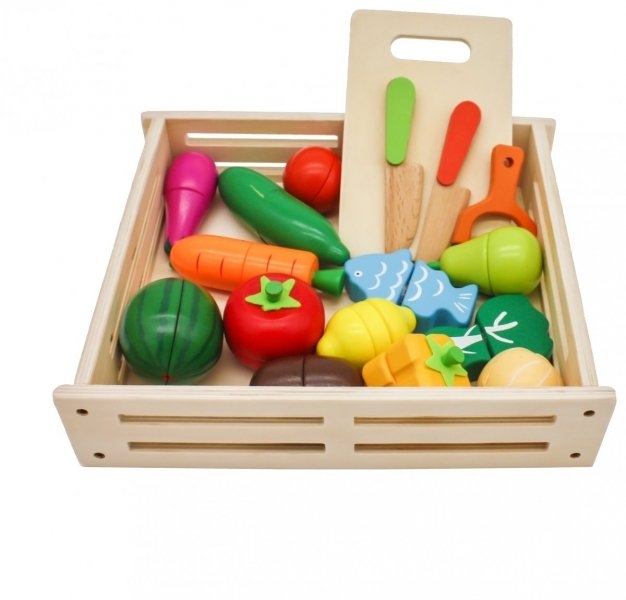 Image of Zestaw drewnianych warzyw i owoców do krojenia, dla dzieci