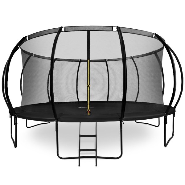 Image of Trampolina ogrodowa XXXXL dla dzieci HyperMotion - 487 cm 16FT - z drabinką i siatką wewnętrzną - do domu i ogrodu - 150kg max