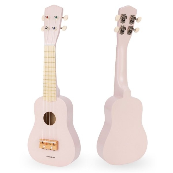 Image of Drewniana gitara dla dzieci - ukulele - kolor różowy