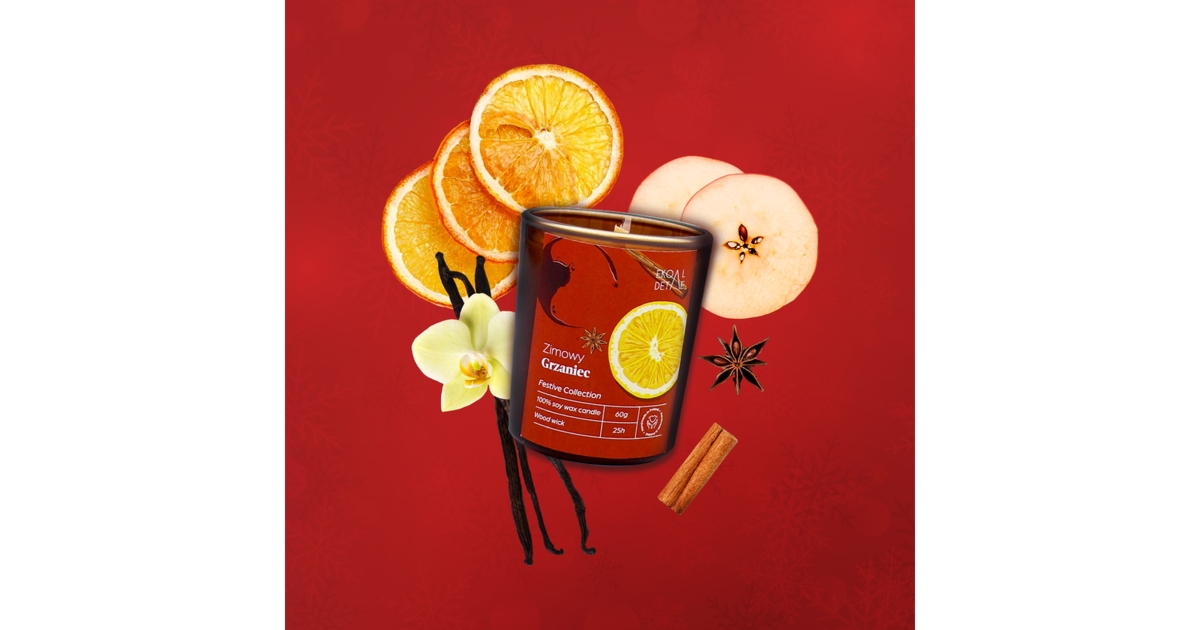 Świeca sojowa w szkle Zimowy Grzaniec, Kolekcja Festive, 60 g
