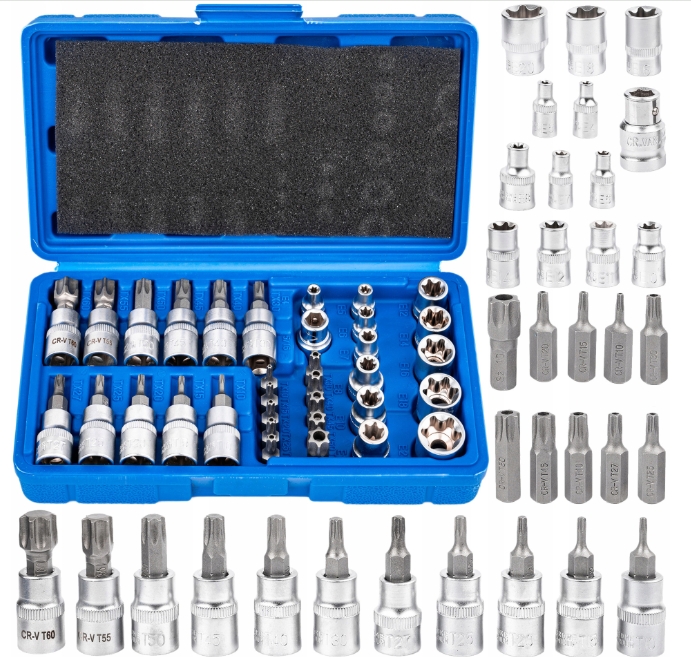 Image of Klucze nasadowe gwiazdka nasadki bity torx 3/8" zestaw kluczy nasadek 34el FALON-TECH