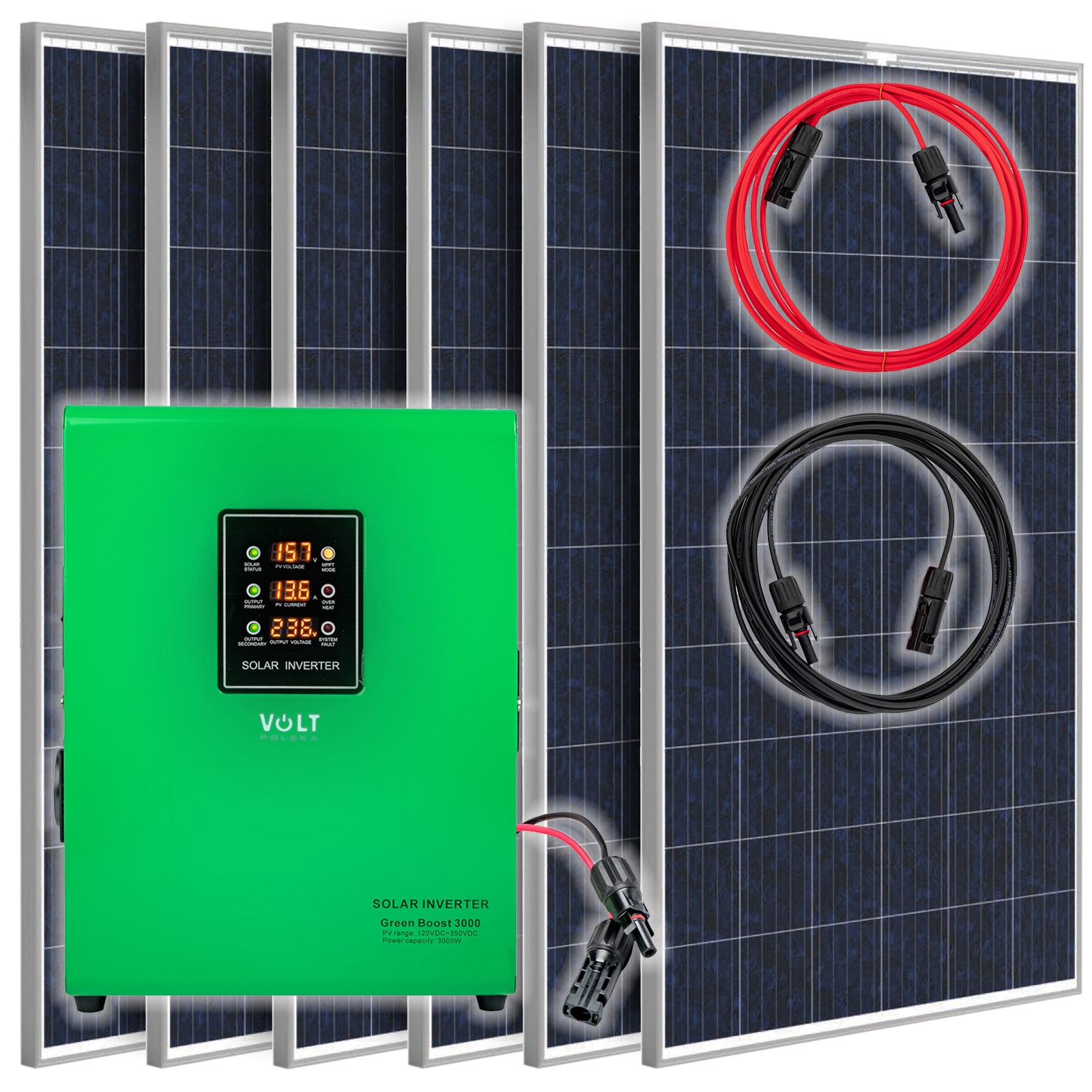 Image of Zestaw solarny fotowoltaiczny do grzania wody (Panel solarny, Przetwornica) VOLT POLSKA