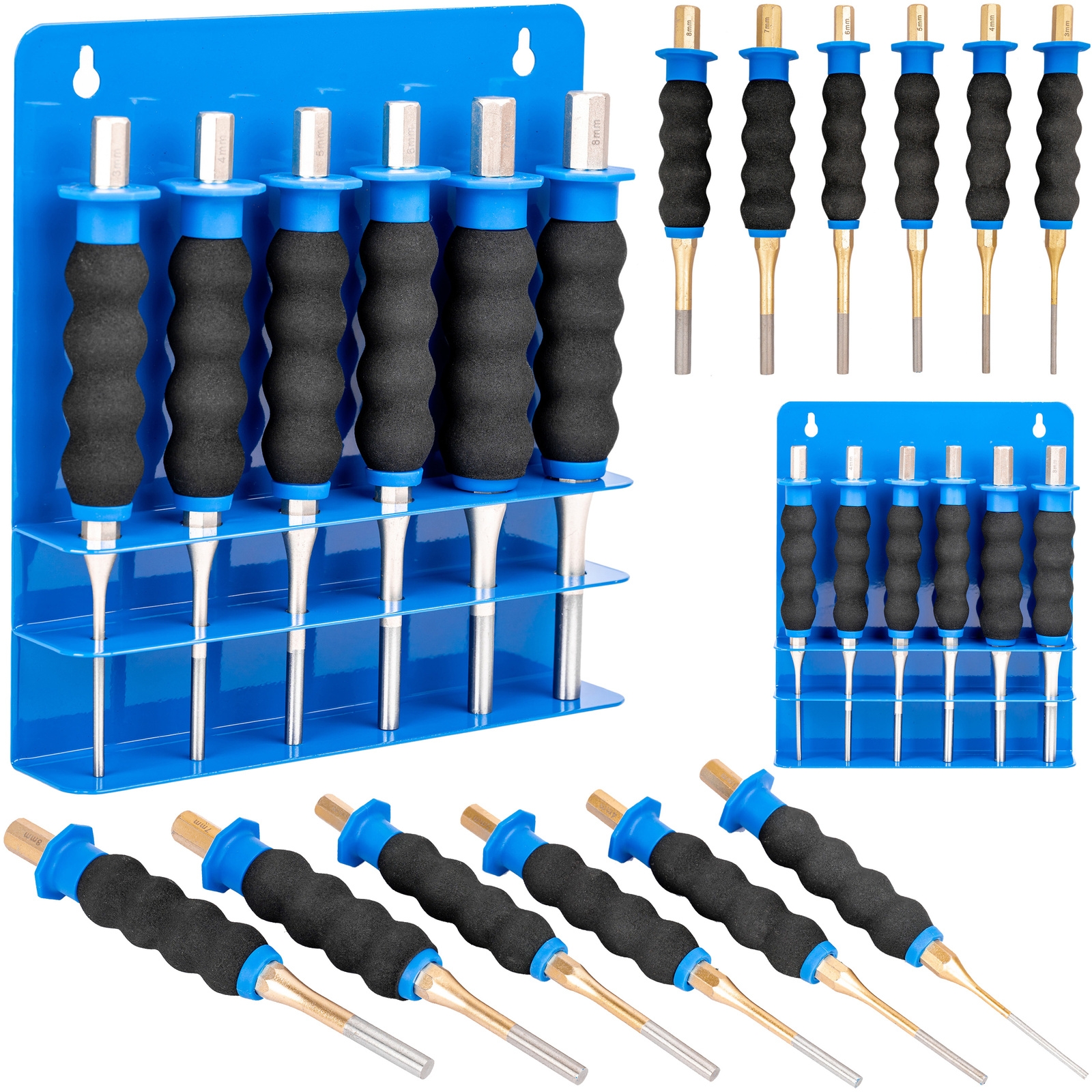 Image of Zestaw wbijaki dobijaki cylindryczne punktaki z osłoną 3-8 mm 6szt FALON-TECH