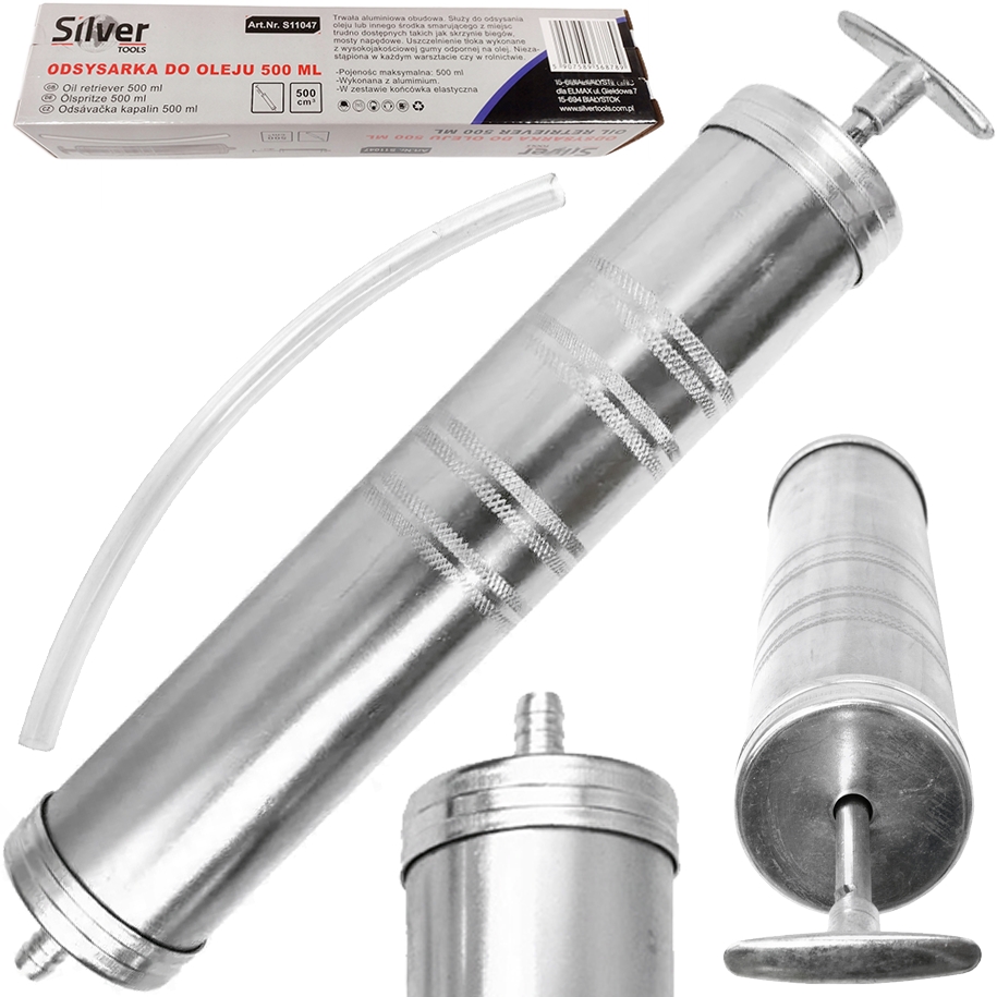 Image of Odsysarka wysysarka ręczna do oleju pompka do oleju stalowa 500ml SILVER