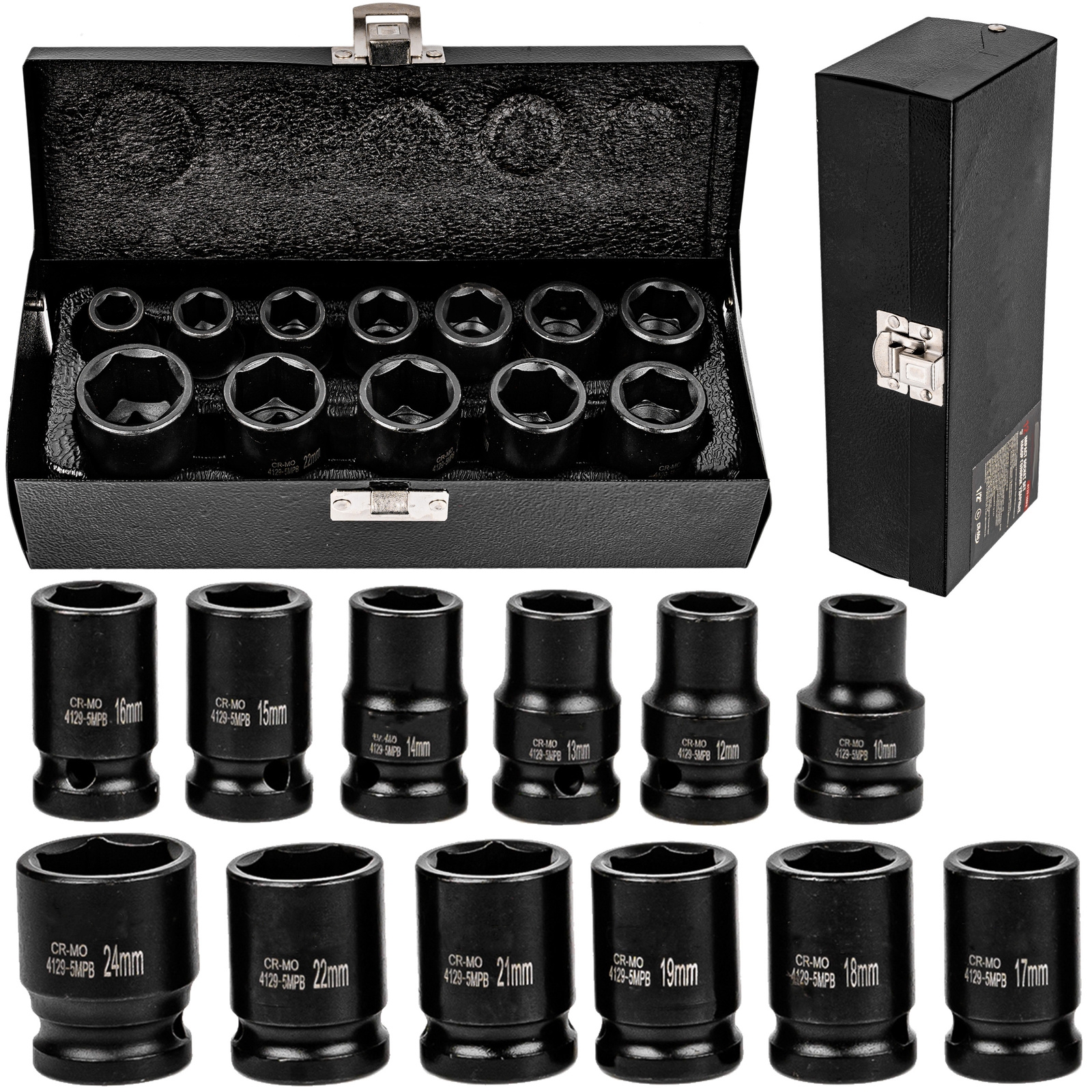 Image of Nasadki udarowe klucze nasadowe krótkie 1/2" 10-24 mm zestaw 12el PARTNER