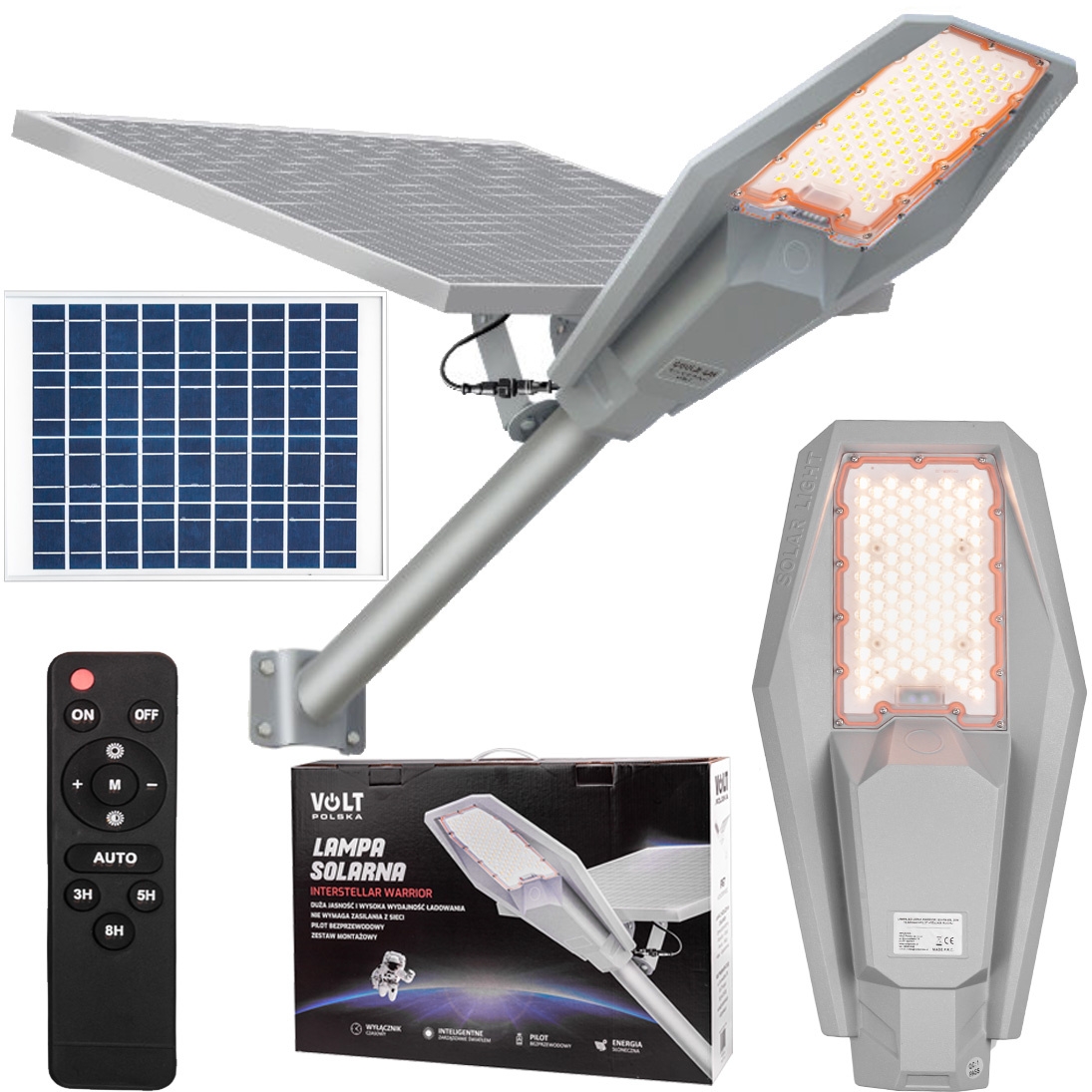 Image of Lampa solarna latarnia uliczna led 360w panel 40w czujnik zmierzchu pilot VOLT POLSKA