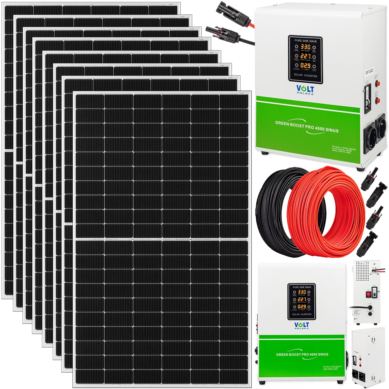 Image of Zestaw solarny panel do grzania wody CWU 4000W GREEN BOOST MPPT BYPASS 8xPV