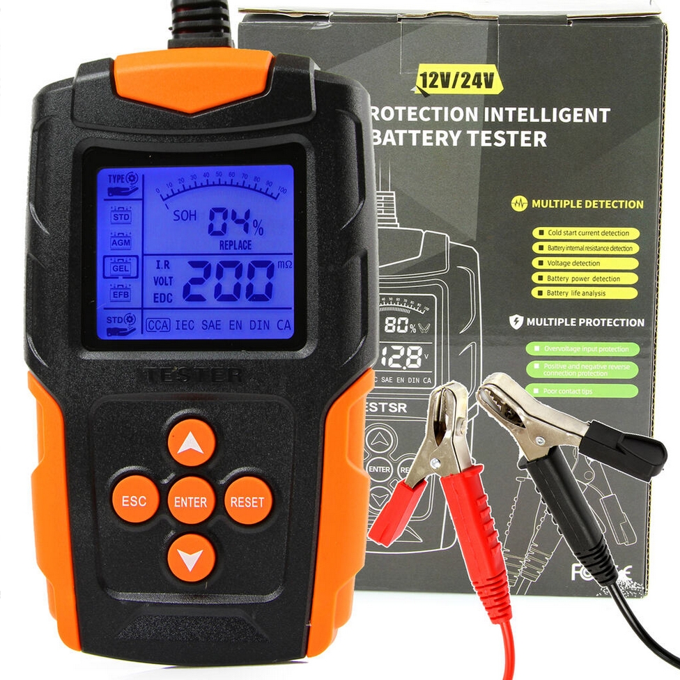 Image of Cyfrowy tester do akumulatorów baterii uniwersalny LCD 3-200Ah 12V 24V MAR-POL