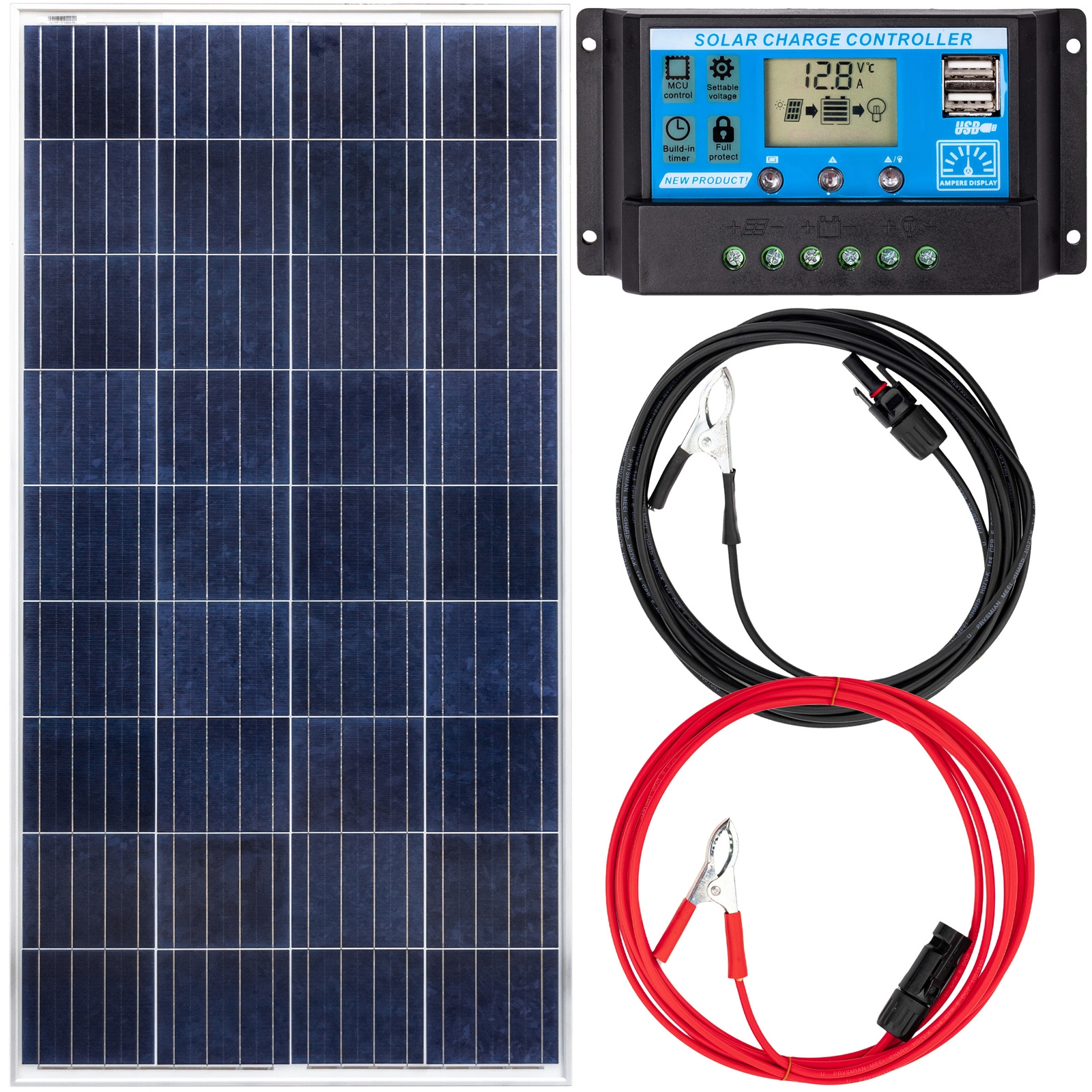 Image of Zestaw solarny fotowoltaiczny 180W 12V (Panel solarny 180W, Regulator napięcia 10A) VOLT POLSKA