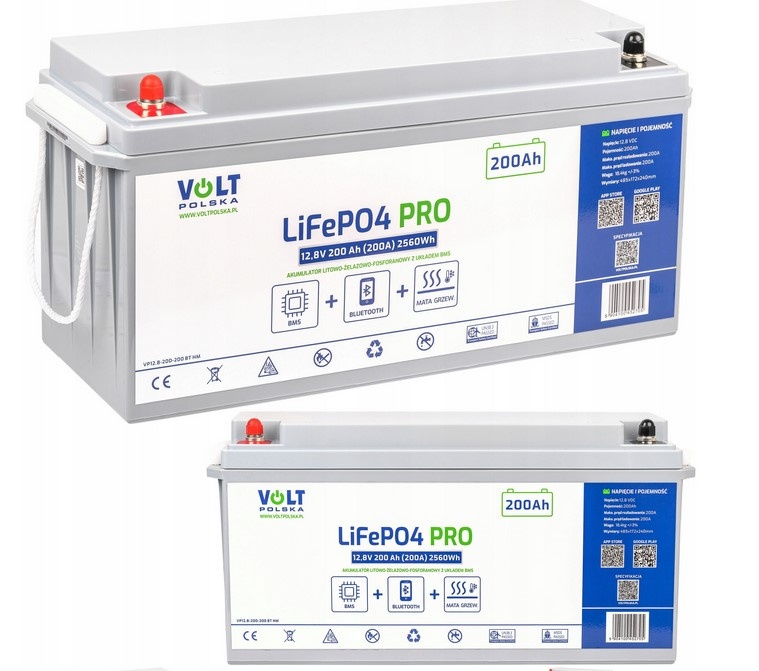 Image of Akumulator LiFePo4 BMS 200Ah 12V 200A mata grzewcza VOLT POLSKA