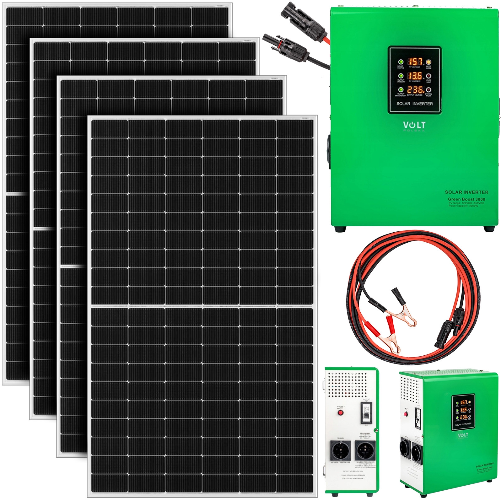 Image of Zestaw solarny panel do grzania wody CWU 3000W GREEN BOOST MPPT 4xPV (4x510W)