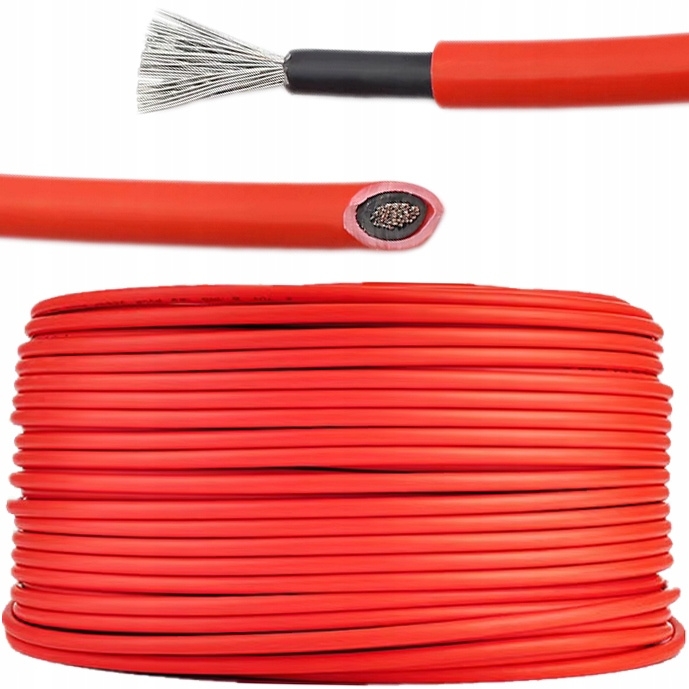 Image of Kabel przewód solarny 6mm2 czerwony UV odporny H1Z2Z2-K do fotowoltaiki 4SUN