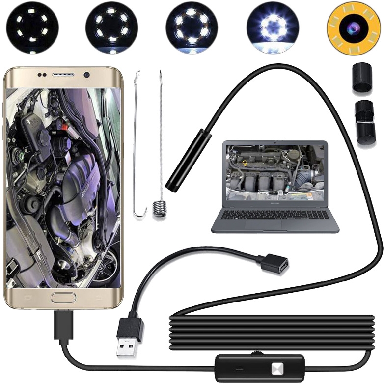 Image of Endoskop kamera inspekcyjna USB LED 2 m (Windows, Android) GEKO