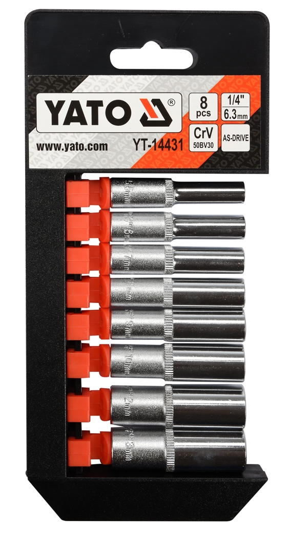 Image of Nasadki udarowe klucze nasadowe długie 1/4" 5,5 - 13 mm zestaw 8el YT-14431 YATO
