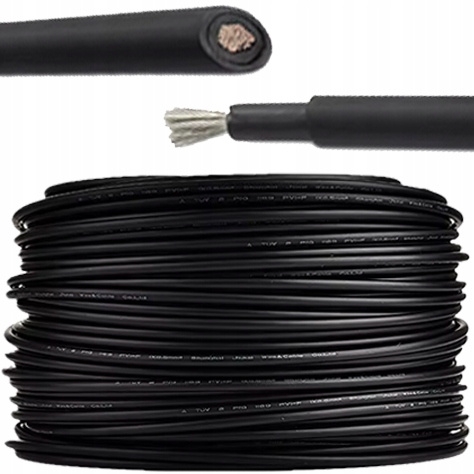 Image of Kabel przewód solarny 6mm2 czarny UV odporny H1Z2Z2-K do fotowoltaiki 4SUN