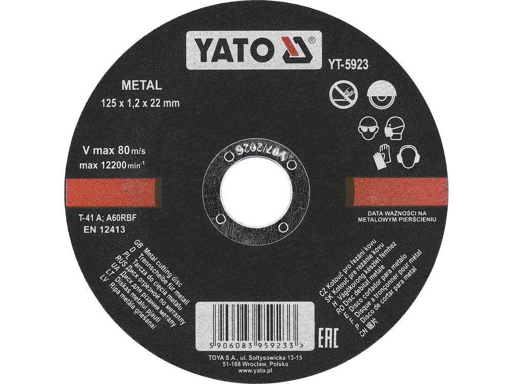 Image of Tarcze tarcza do cięcia metalu stali inox 125 x 1,2 mm YATO