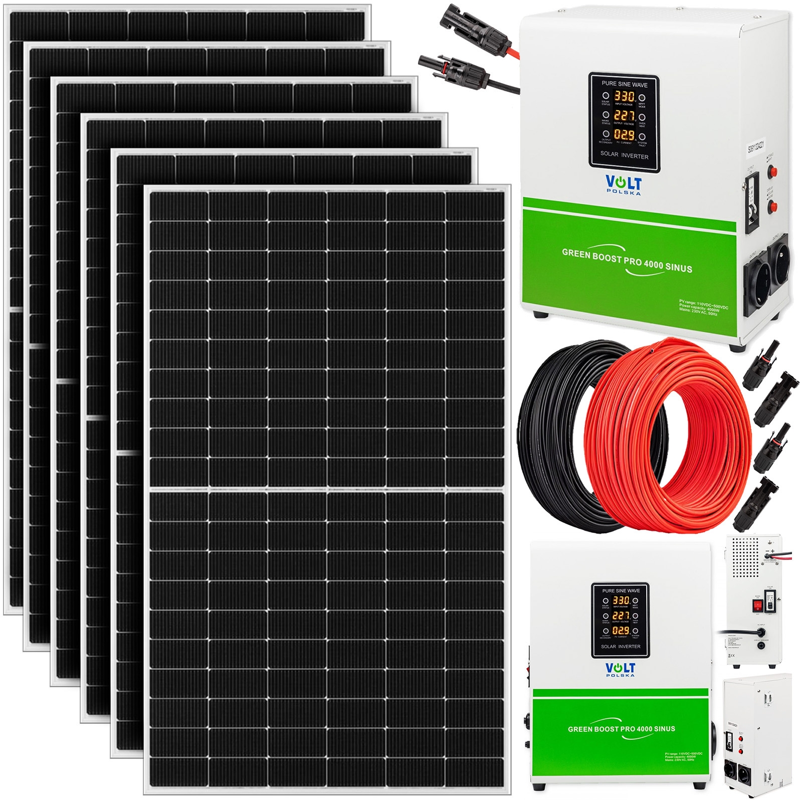 Image of Zestaw solarny panel do grzania wody CWU 4000W GREEN BOOST MPPT BYPASS 6xPV