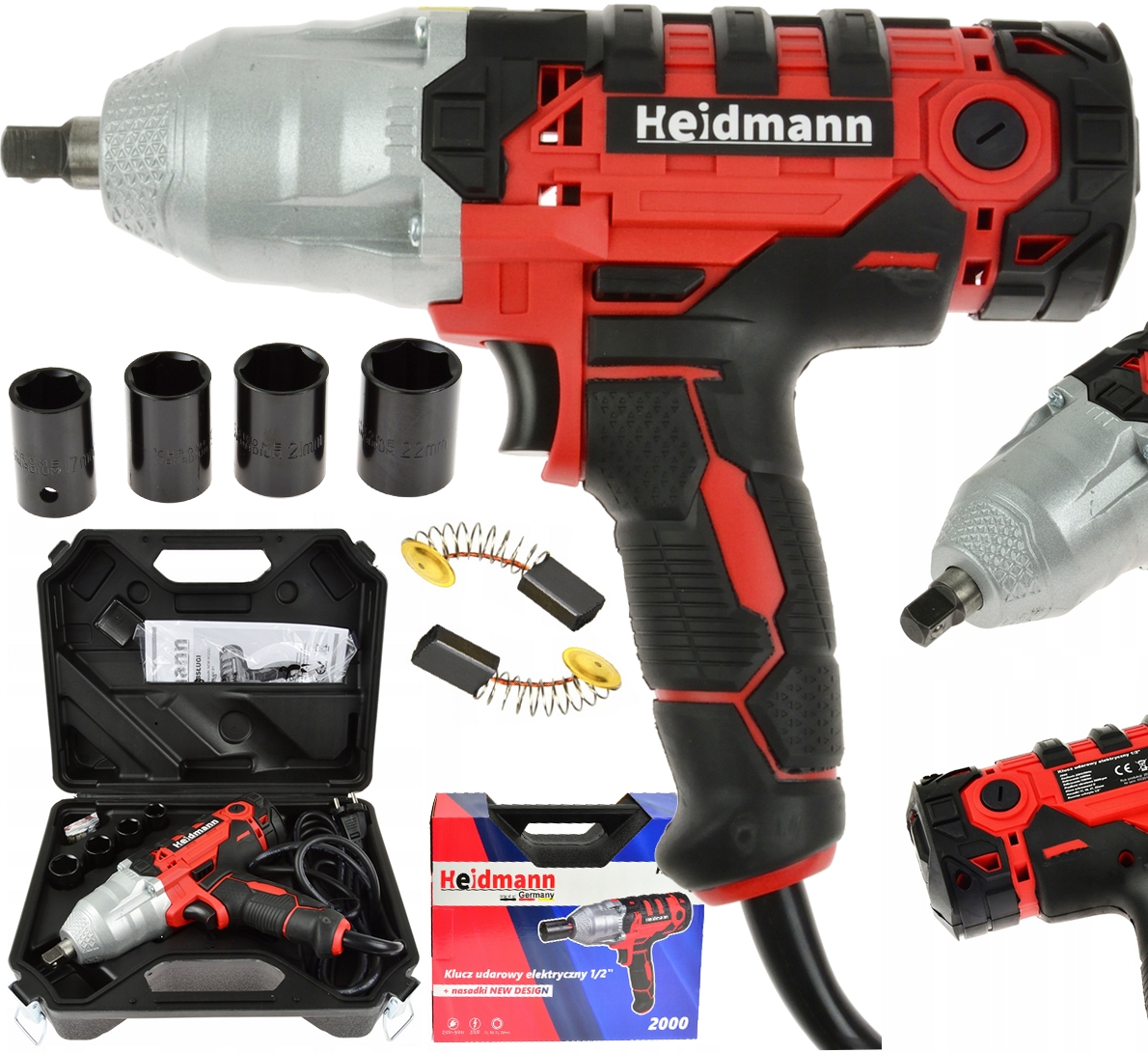 Image of Klucz udarowy elektryczny 1/2'' 2000w + nasadki GEKO