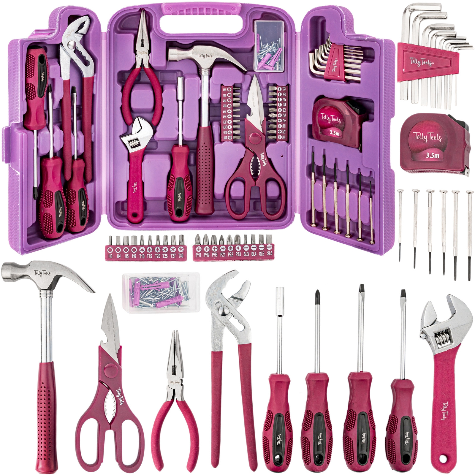 Image of Zestaw narzędziowy klucze nasadowe bity młotek 135 elementów TellyTools TRADE HOUSE