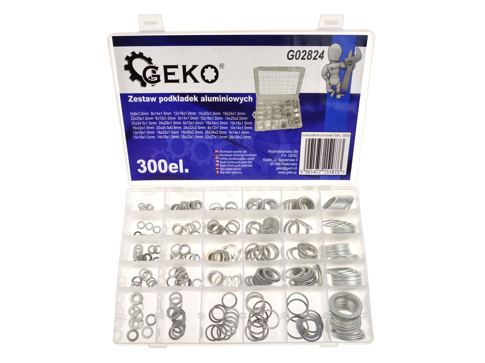Image of Zestaw podkładek aluminiowych 300el podkładki aluminiowe GEKO