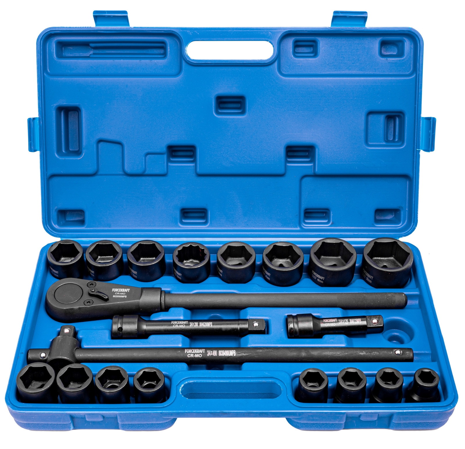 Image of Klucze Nasadowe Udarowe 3/4" 6-kątne 21 el FORCEKRAFT
