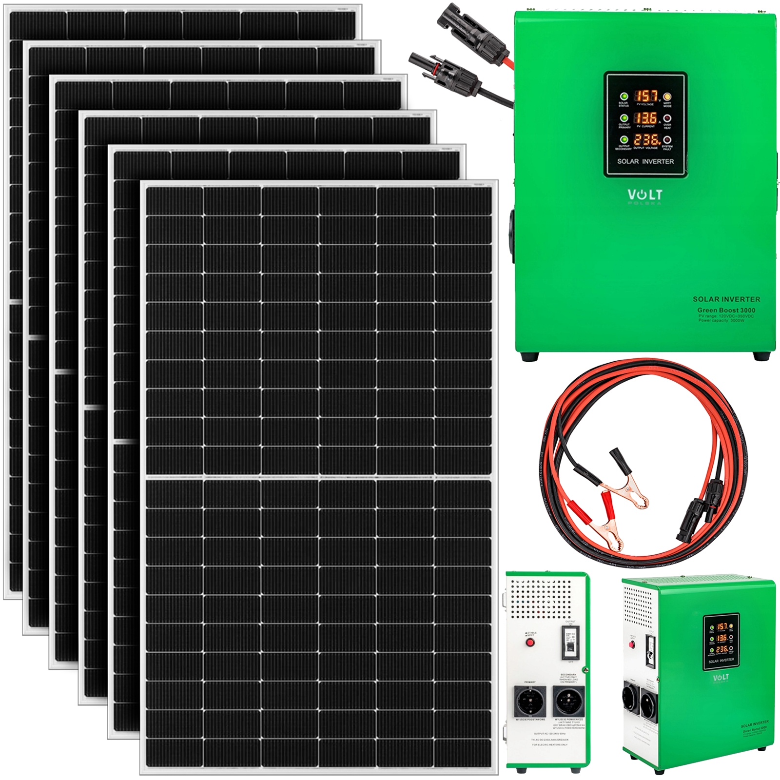 Image of Zestaw solarny panel do grzania wody CWU 3000W GREEN BOOST MPPT 6xPV (6x510W)