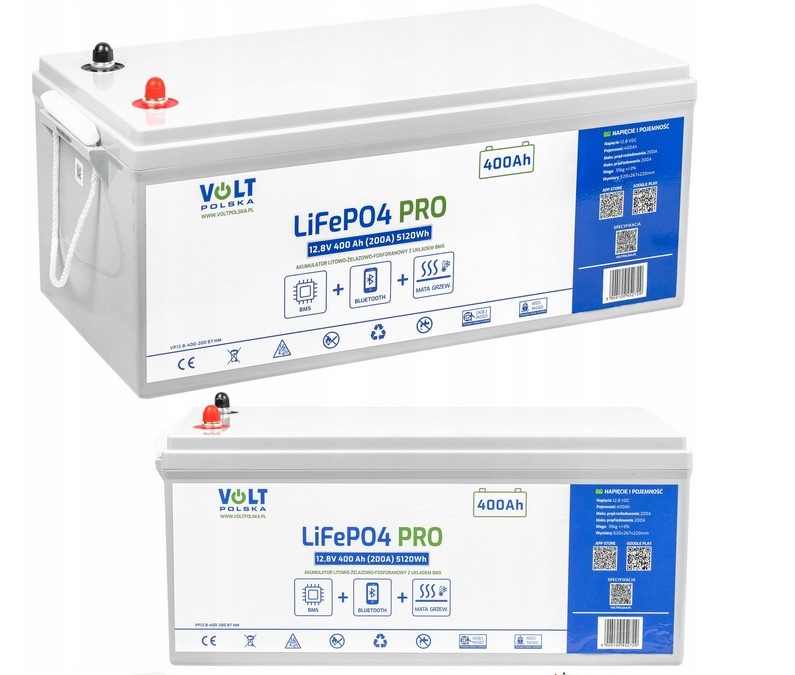 Image of Akumulator LiFePo4 BMS 400Ah 12V 200A mata grzewcza VOLT POLSKA