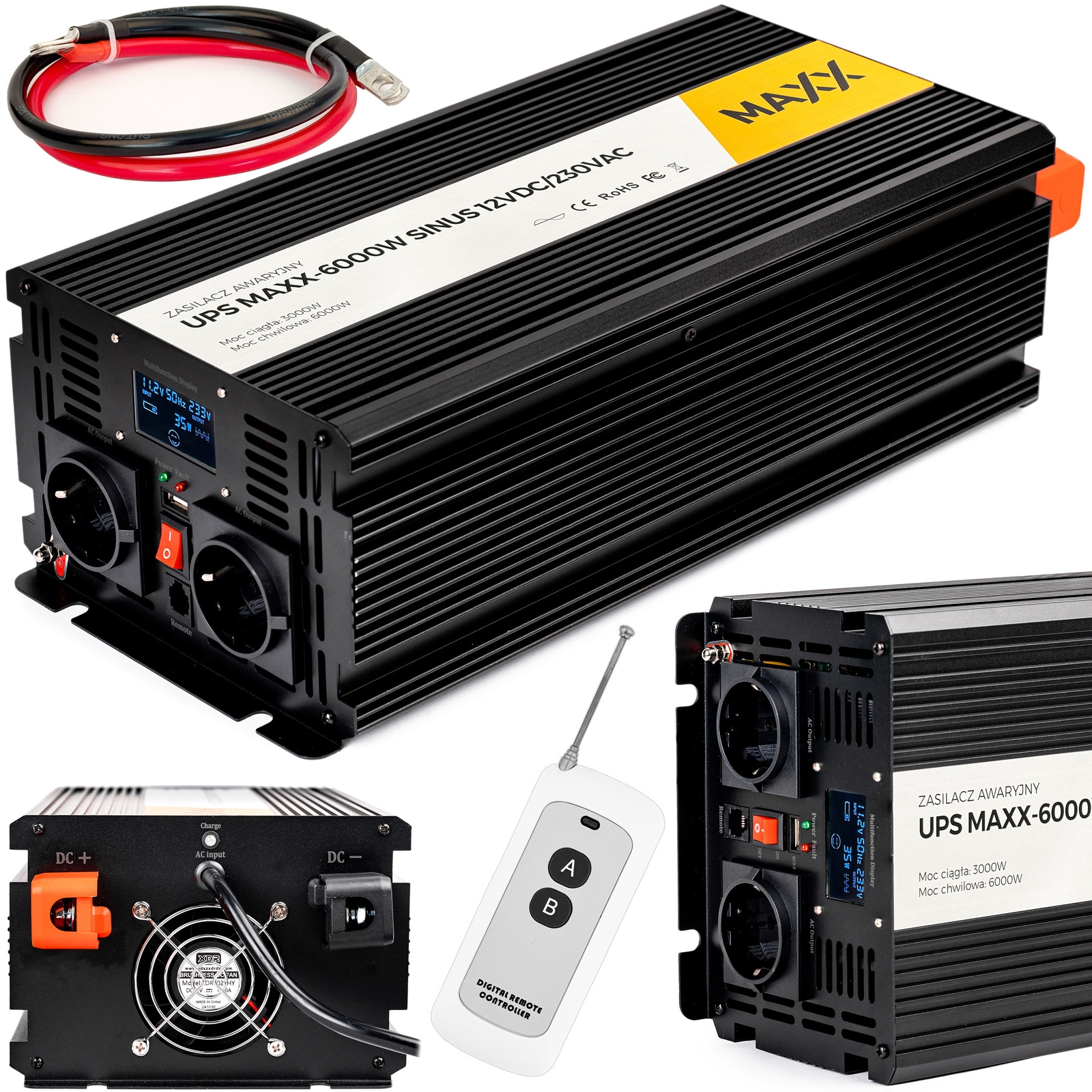 Image of Przetwornica prądu napięcia UPS sinus 12v 230v MAXX 3000/6000W LCD PILOT 4SUN