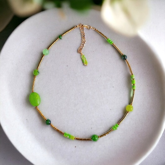 Image of Pakamera Naszyjnik GREEN : choker : summer collection - ZIELONY NASZYJNIK