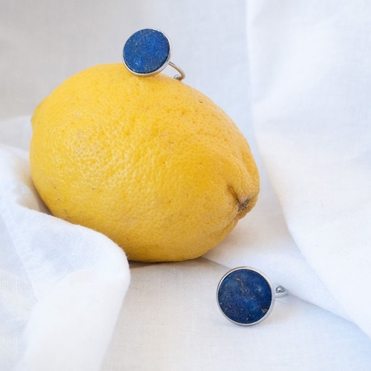 Image of Pakamera Pierścionek z lapis lazuli, pierścionek ze stali nierdzewnej