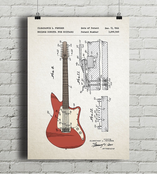 Image of Pakamera Plakat Gitara elektrycza Fender - patent