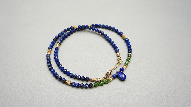 Image of Pakamera Lapis lazuli &amp; diopsyd /choker/ - Szlachetna kolekcja