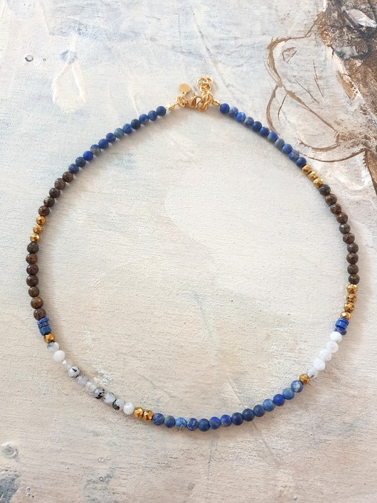 Image of Pakamera Naszyjnik NEO bronzyt, lapis lazuli, kamień księżycowy