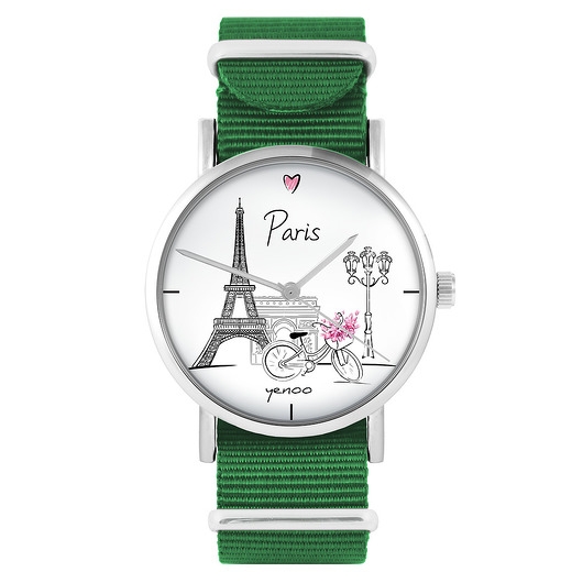 Image of Zegarek - Paryż - zielony, nylonowy