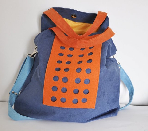 Image of Pakamera Torba hobo XXL - kobalt, pomarańcz, błękit