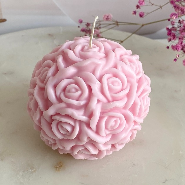 Image of Pakamera Świeca ekologiczna sojowa dekoracyjna Rose Garden 65x58mm różowa
